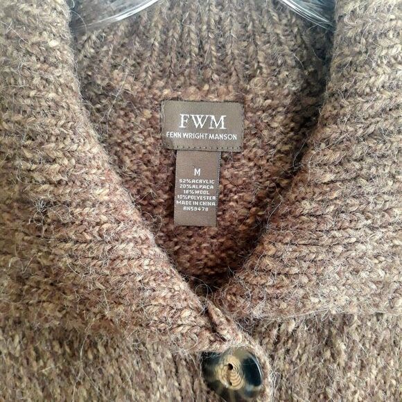 Fenn Wright Mansion Alpaca Wool Sweater Womens Med Brown Button Up Longline Shor - Picture 3 of 9